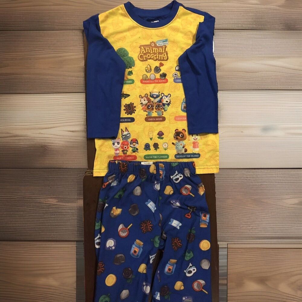 Nintendo Animal Crossing Boys Pajamas 2-Piece Long Sleeve Sleep Set Size 6/7